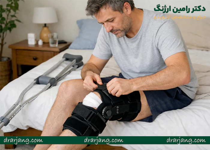 بستن زانوبند طبی بعد از جراحی زانو